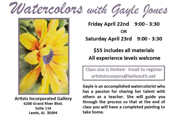 Watercolors with Gayle Jones artist incorporated april 22