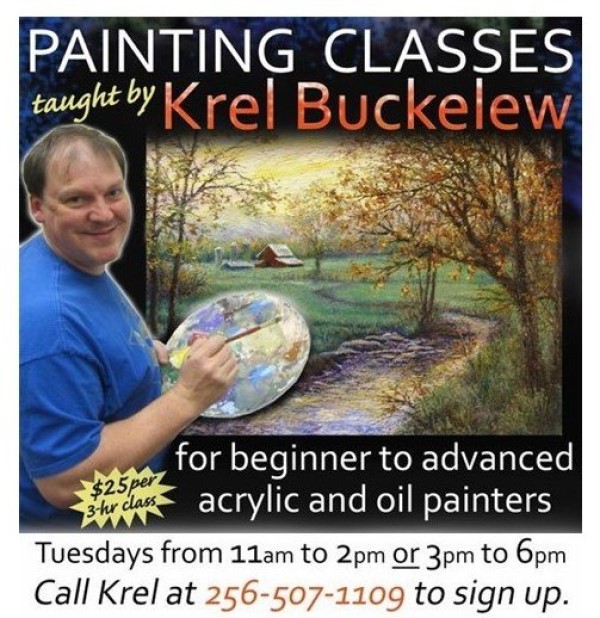 Krel Buckelew painting classes at artist incorporated on tuesdays may 25