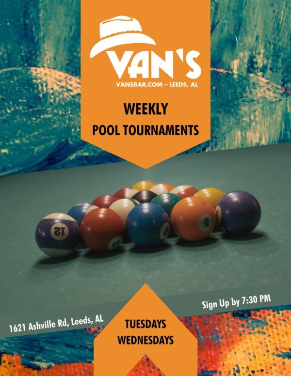 pool tournaments vans every tuesday