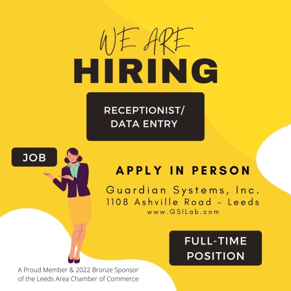 guardian systems- hiring receptionist 600x600