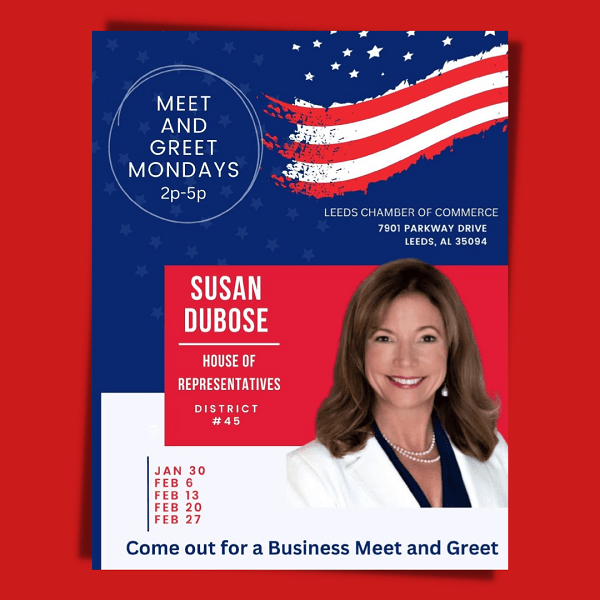 Office Hours to get to know your new Alabama House Representative Susan DuBose. Refreshments and conversation with Susan.