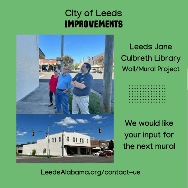 CITY OF LEEDS CONTINUES WITH IMPROVEMENT PROJECTS: Mayor Miller, along with Leeds Jane Culbreth Library Director and Library Chairperson,