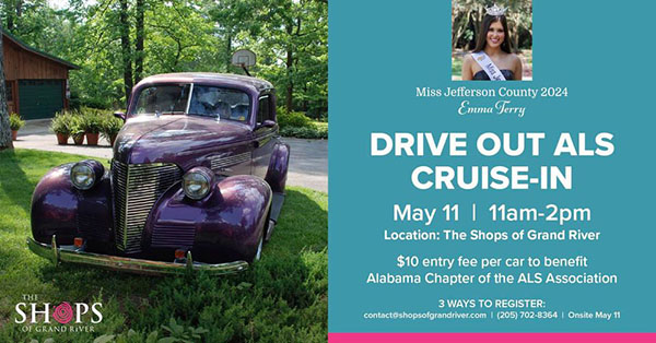 Join us for an exhilarating day at the 5th Annual Drive Out ALS Cruise-In on Saturday, May 11, from 11a-2 PM at The Shops of Grand River,