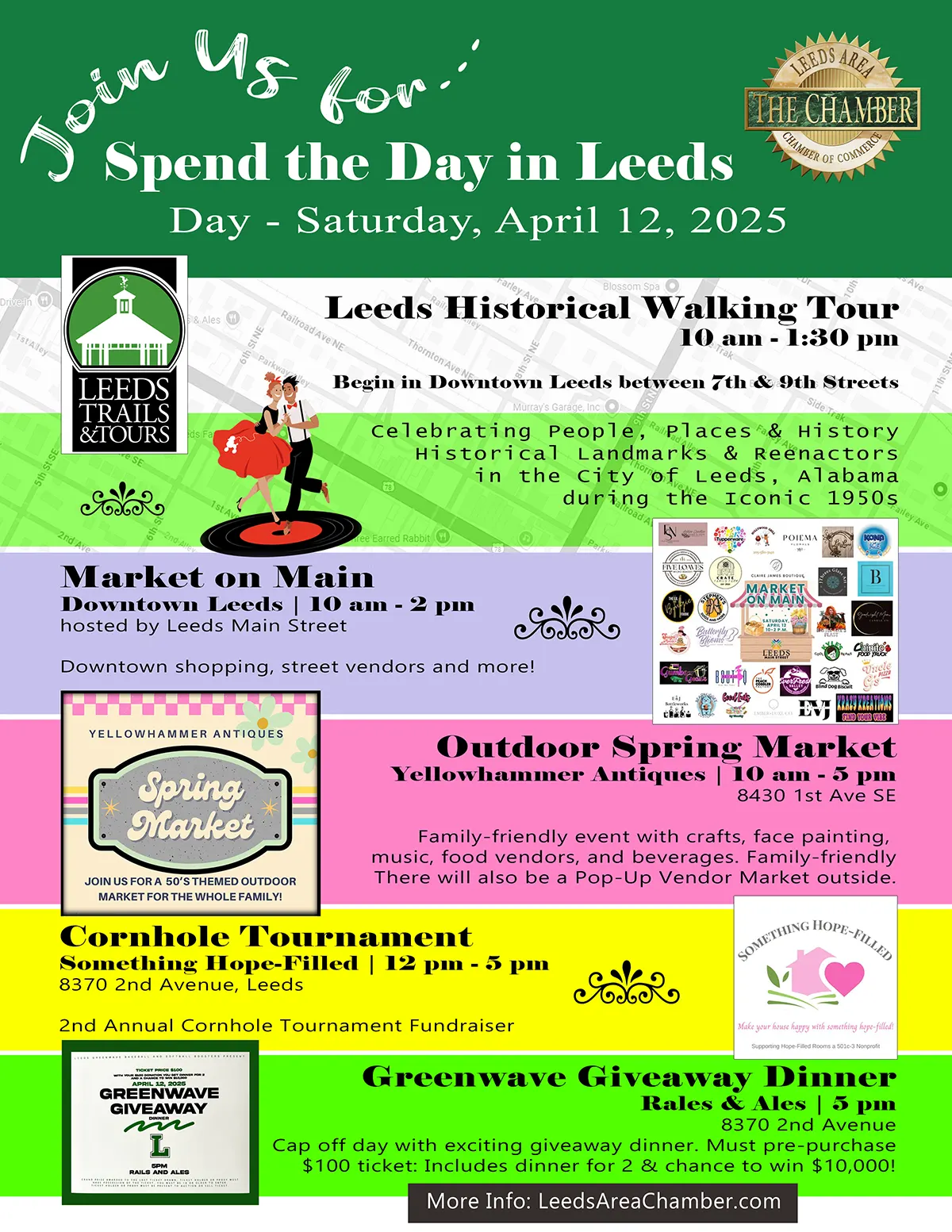 Spend Day in Leeds Day 2025_02_1200 The Leeds Area Chamber of Commerce invites everyone to Spend the Day in Leeds on Saturday, April 12, 2025, for an unforgettable experience
