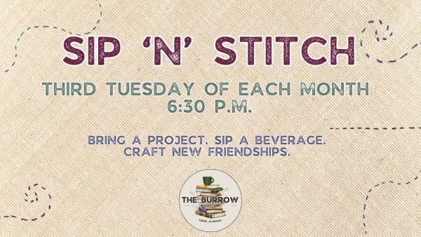 sip-n-stitch-3rd-wednesdays-burrow-bookstore-600x